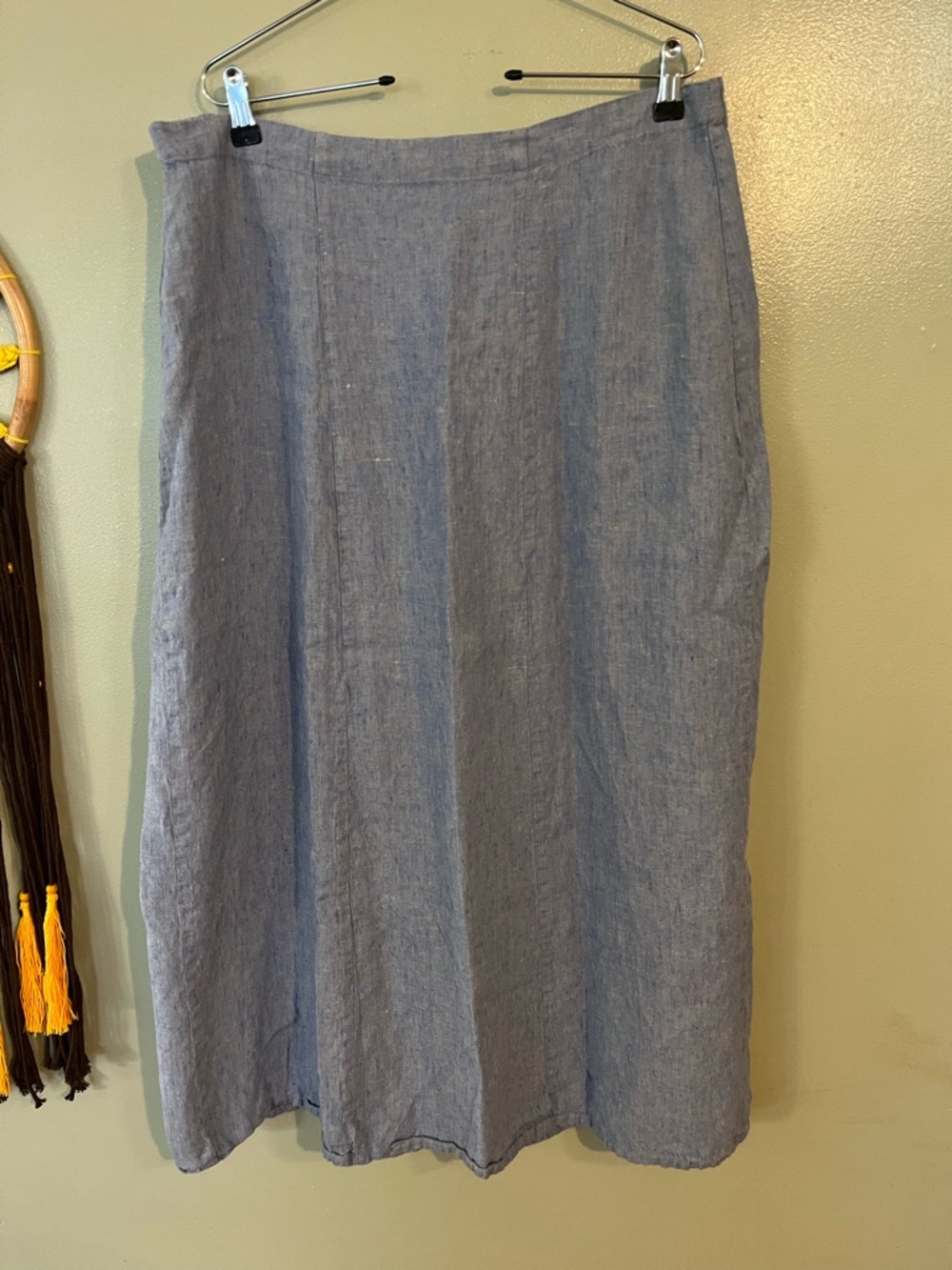 Flax Linen Maxi Skirt in Light Blue 1G